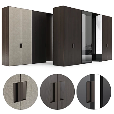 Modern Pivot Door Wardrobe System 3D model image 1 