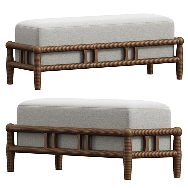 Heritage Ash Dining Bench Unique 3D model image 1 