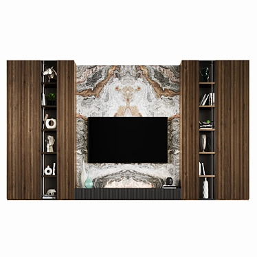 Gold Deco TV Wall Shelf 3D model image 1 