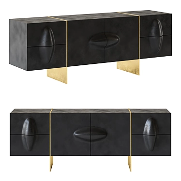 Sleek Black Rubber Credenza 3D model image 1 