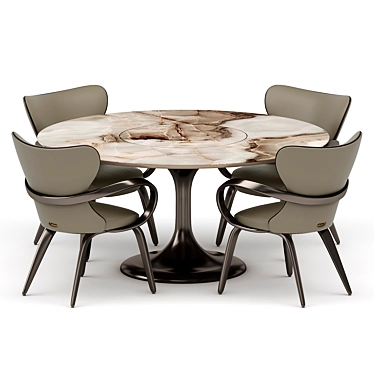 Dining group with table Apriori T 160x160 (reves noizette) and chairs Apriori S OM