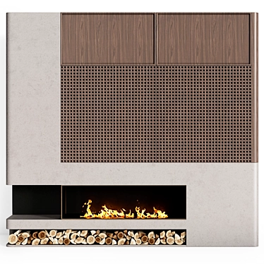 Modern Fireplace with Wood Storage 3D model image 1 