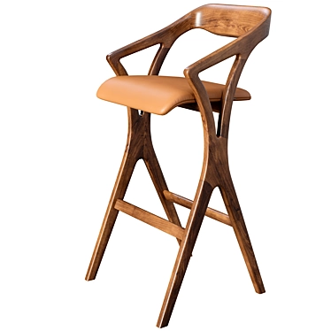 Elegance in Wood Stool 3D model image 1 