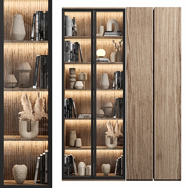 Modular Bookcase with High-Quality Textures 3D model image 1 