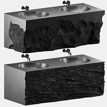  Custom Stone Wash Basin Set 3D model image 1 