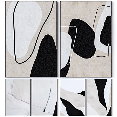 Abstract Wall Art Set of 6 3D model image 1 