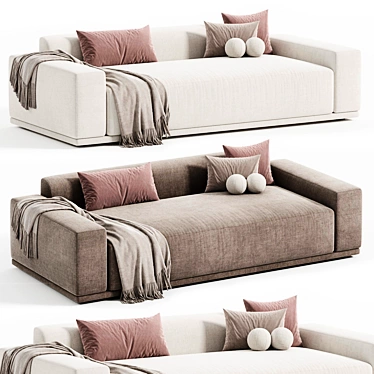  Elegant Faible Grey Velvet Sofa 3D model image 1 