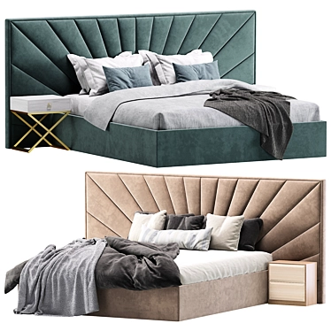 Modern Panoramic Headboard Bed 3D model image 1 