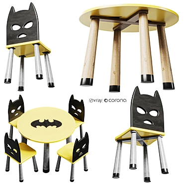 Batman Kids Table and Chair 3D model image 1 