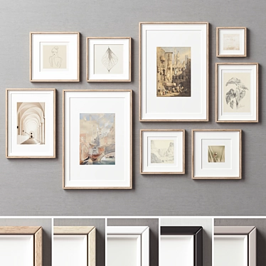 Assorted Picture Frames Set Collection 3D model image 1 