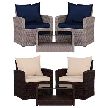 Outdoor Rattan-Style Patio Set 3D model image 1 