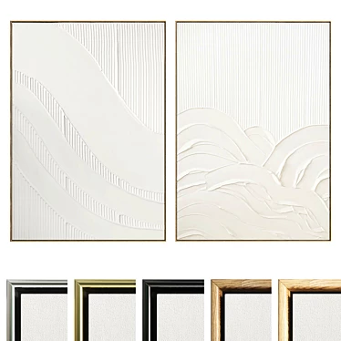 Texture Plaster Photo Frame Set 3D model image 1 