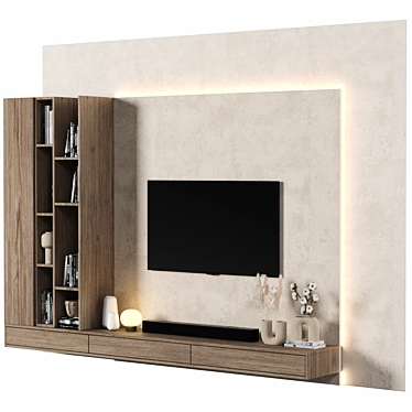 Sleek TV Wall Unit 124 3D model image 1 