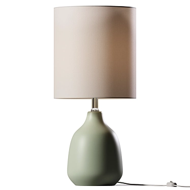 Sage Ceramic Table Lamp with White Shade 3D model image 1 