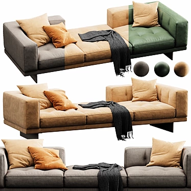 Modern Minotti Dylan Velvet Leather 3D model image 1 