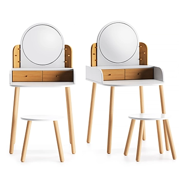 Modern Vanity Set with Stool 3D model image 1 