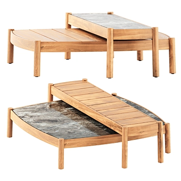 Haven Teak Coffee Table Duo 3D model image 1 