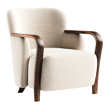 Contemporary Walnut Accent Chair 3D model image 1 