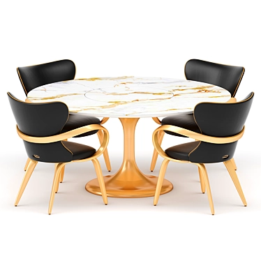  Elegant Dining Set with Calacatta Gold Table 3D model image 1 