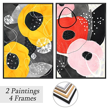 Artwork Set with Variety Frames 3D model image 1 