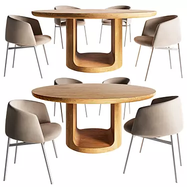 Oslo Round Table & Collar Chair 3D model image 1 