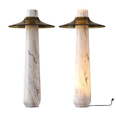 Alabaster and Brass Standing Lamp 3D model image 1 