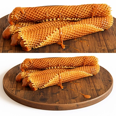 Condensed Milk Waffle Tubes 3D model image 1 