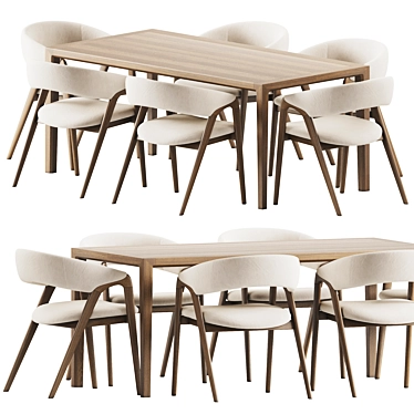 Modern Dining Chairs and Table 3D model image 1 