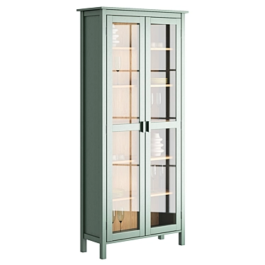 Pine Glass Display Cabinet Alvina 3D model image 1 