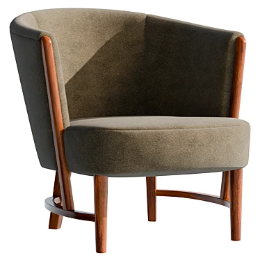 Modern Velvet Armchair, Large Size 3D model image 1 