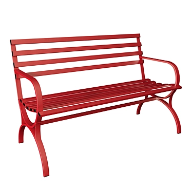 Rust-Resistant Red Steel Bench 3D model image 1 