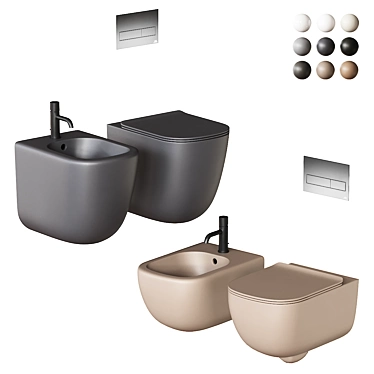 Le Bacinelle Era Ceramic Bathroom Set 3D model image 1 