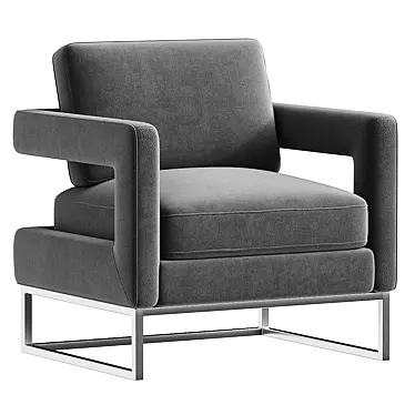 Luxury Avery Grey Velvet Chair 3D model image 1 