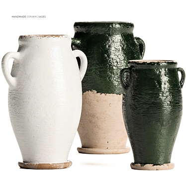 Artisanal Terra Clay Vases 3D model image 1 