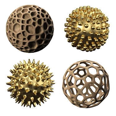 Clay and Brass Abstract Sculptures 3D model image 1 