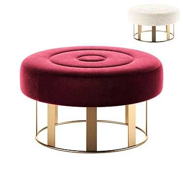 Large White Round Ottomans Set 3D model image 1 