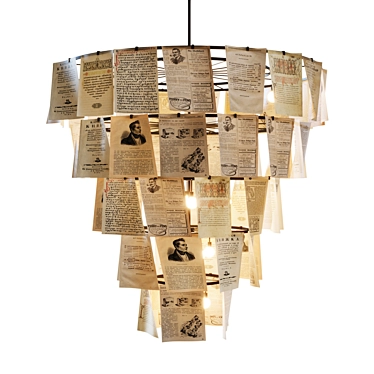 Custom Metal and Paper Chandelier 3D model image 1 