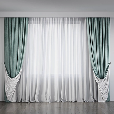 Chic Velvet Home Curtains 3D model image 1 