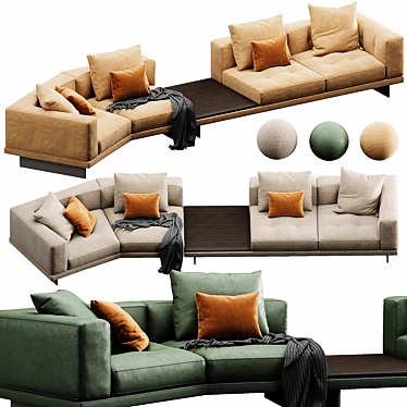 Luxury Minotti Dylan Velvet Leather Set 3D model image 1 