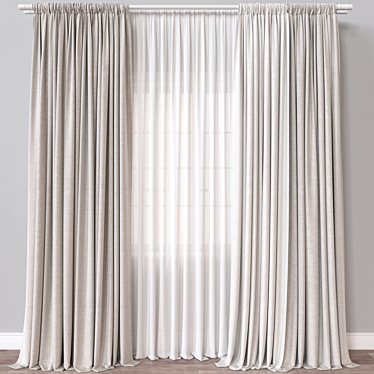 Versatile 3D Curtain Model Square 3D model image 1 