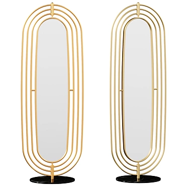 Elegance Marble Gold Floor Mirror 3D model image 1 