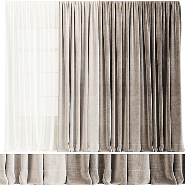 Luxe Velvet Curtain Panel 3D model image 1 