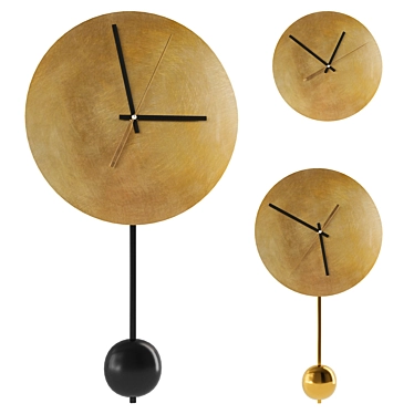 Mid-Century Brass Pendulum Wall Clock 3D model image 1 