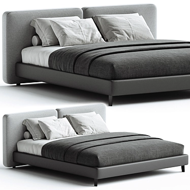 Modern Minimalist Bethune Bed 3D model image 1 