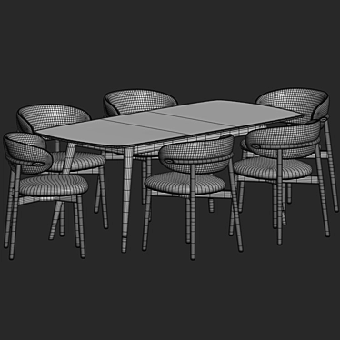 Clover Extending Dining Set Oak 3D model image 1 