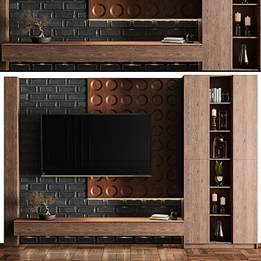 Modern TV Wall Decor Set 3D model image 1 