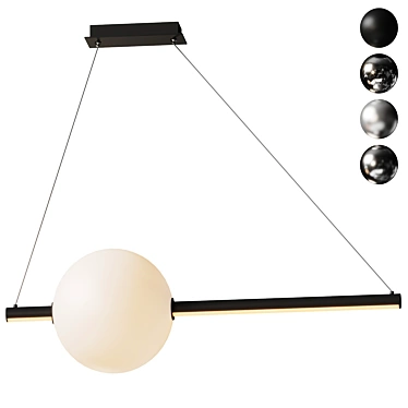 Airy Opal Glass Linear LED Suspension 3D model image 1 