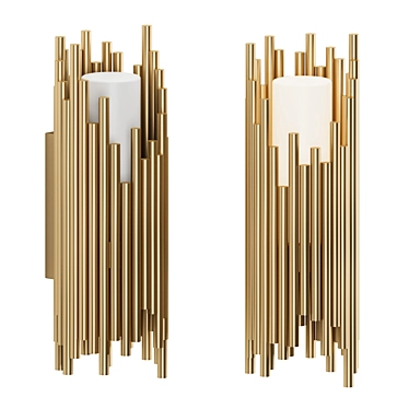 Elegant Brass and White Glass 3D model image 1 