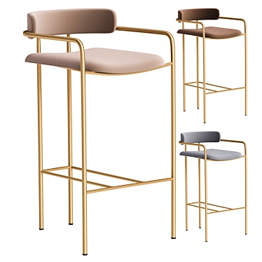 Sleek West Elm Lenox Barstool 3D model image 1 