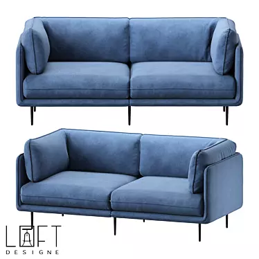 Modern Fabric and Metal Sofa 3D model image 1 